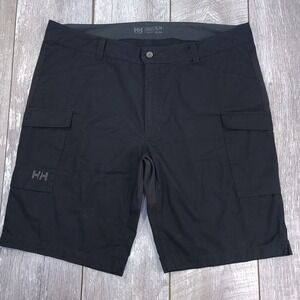 Helly Hansen Mens Vandre Cargo Shorts Size XXL Black Durable Cotton Hiking